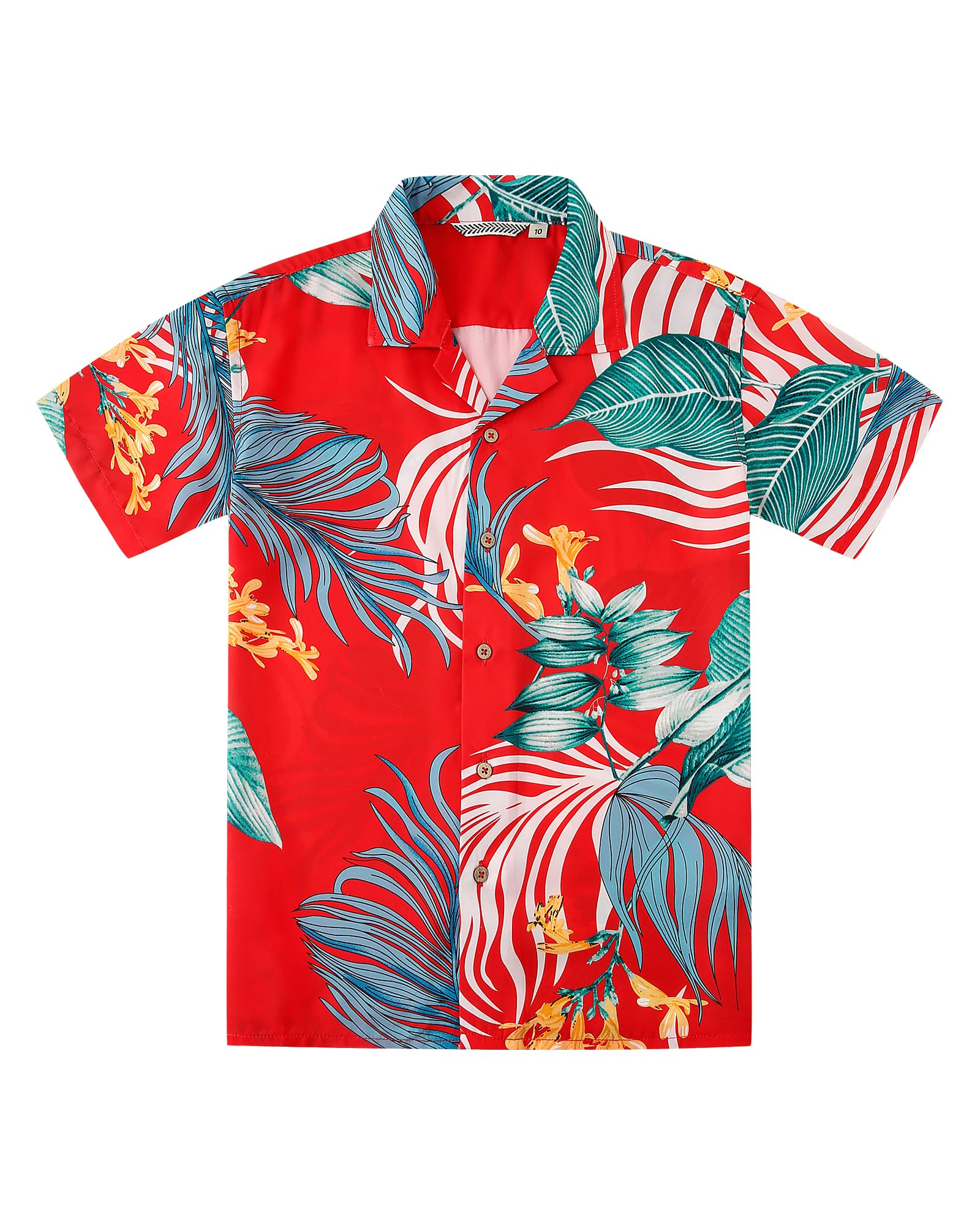 Damipow Boy's Hawaiian Shirt Short Sleeve Button Down Kids Beach Vacation Shirts Tropical Summer Tops