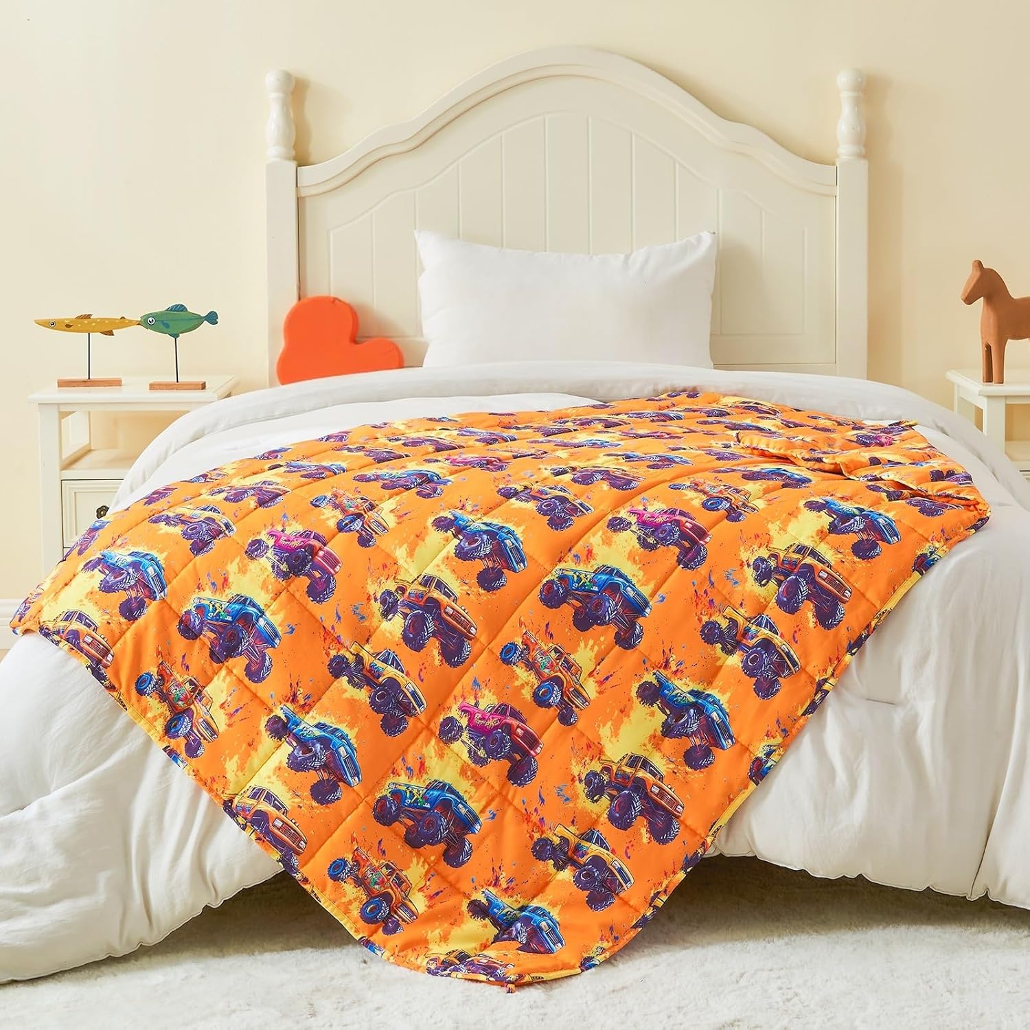 yescool Dinosaur Weighted Blanket 5 Pounds Cooling Weighted Lap Blanket, Navy Heavy Blankets for Sleeping, Weighted Throw Blankets Gifts for 40-60lbs, 36"x48"