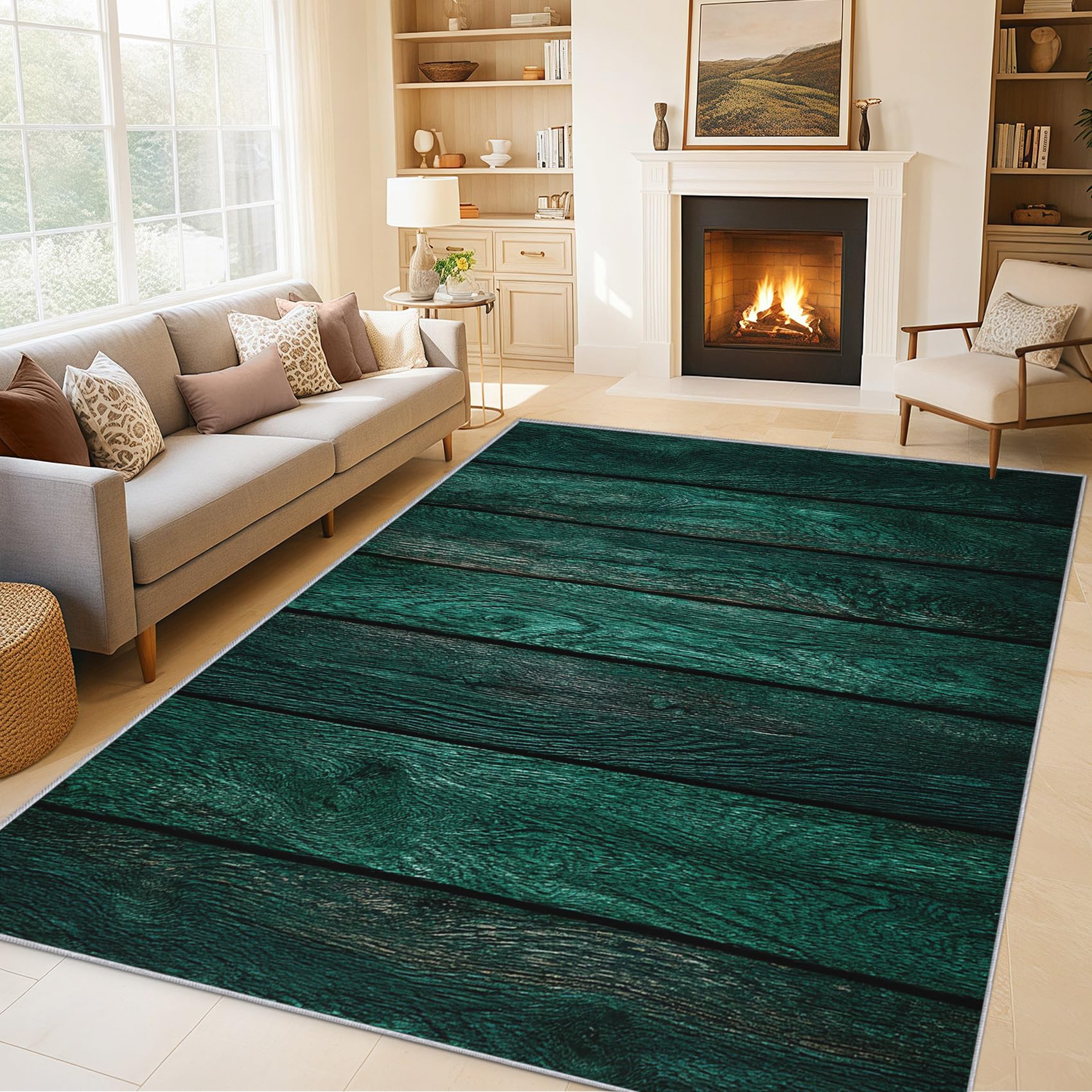 Tapis de salon antidérapant vert foncé pour sol glissant 50x80cm