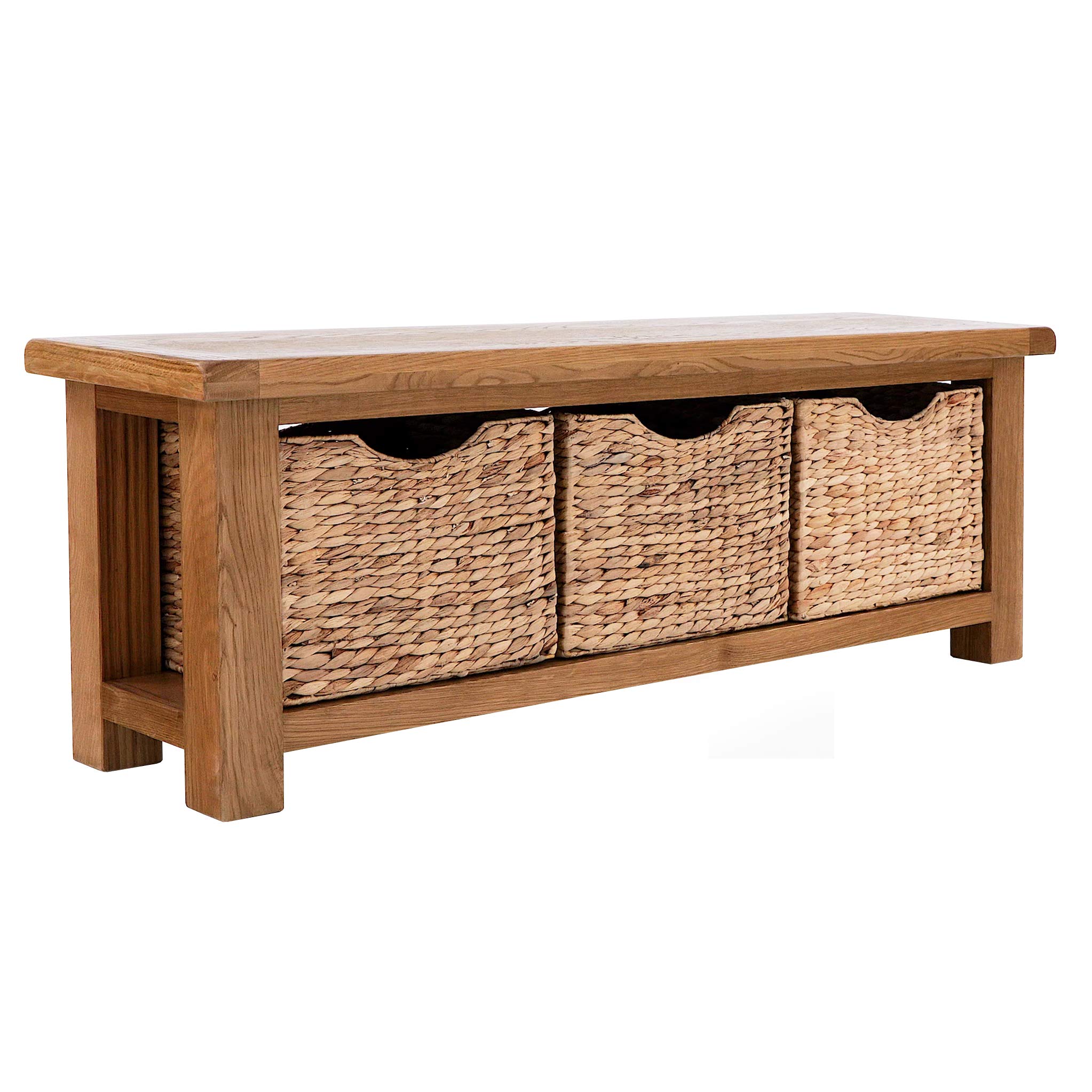 Buy Zelah Oak Hallway Bench With Baskets Roseland Furniture Country