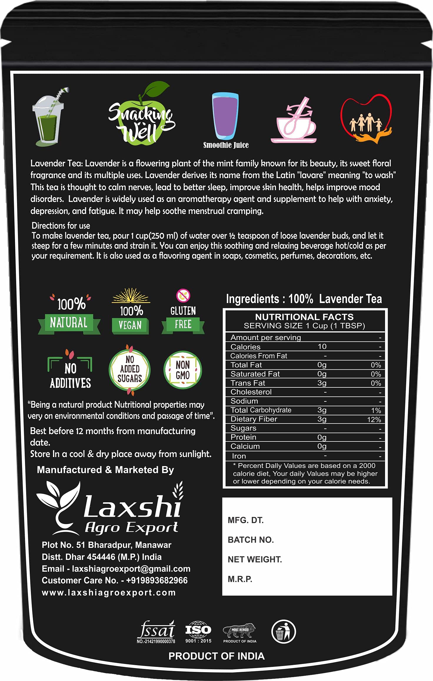 Organic Prime Lavender Green Tea with Pure and Natural Lavender Petals - 100 GM by Organic Prime