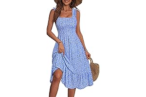 Women's Summer Mid Length Square Neck Dress
