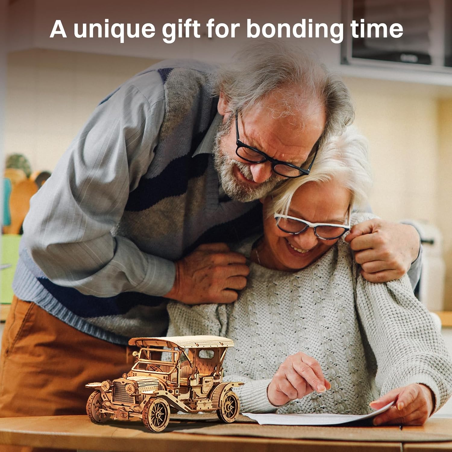 ROKR 3D Wooden Puzzles for Adults - Army Field Car, Vintage Car & Steam Train Model Kit Bundle - Unique Gift Hobby for Boys Girls Family