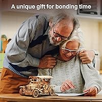 Vista 6 de ROKR Rompecabezas de Madera 3D Kits de Modelos de Coche para Construir para Adultos, Kit de Construcción de Modelos de Coche Vintage a Escala 1:15