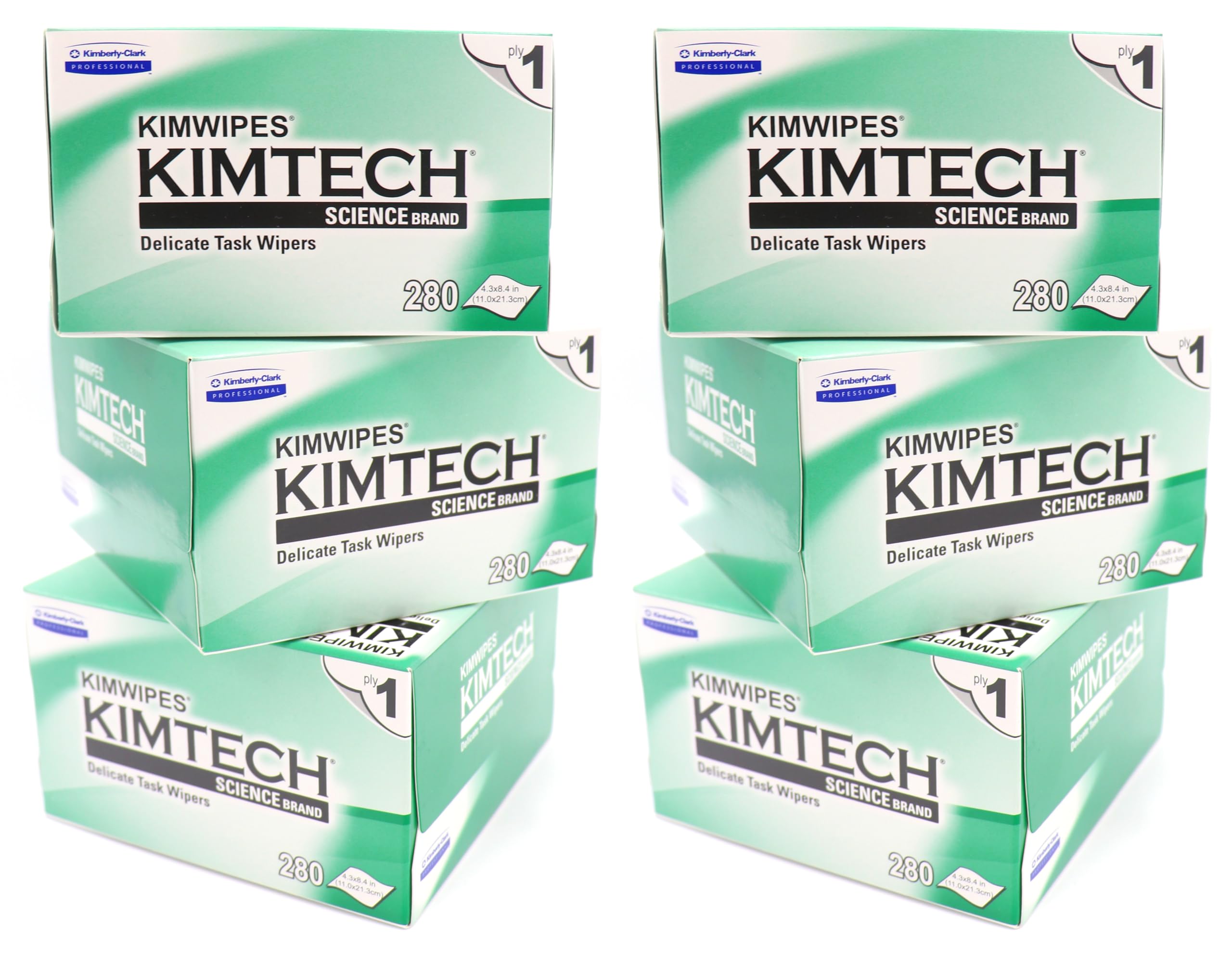 Kimwipes Toallitas Delicadas 1 Capa – Pack 6 Cajas x 280 Uds (1680 Toallitas) – Limpieza de Lentes, Laboratorio, Fibra Optica y Superficies Delicadas – Antiestáticas, Sin Pelusa – TFS