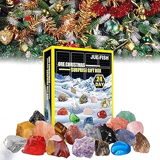 Advent Calendar 2023 Rocks, 24 Days Natural Crystal Agate Stone Minerals & Fossils Christmas Countdown Calendar Crystals Enthusiasts Rock Collection Birthday Xmas Gifts for Girls & Boys