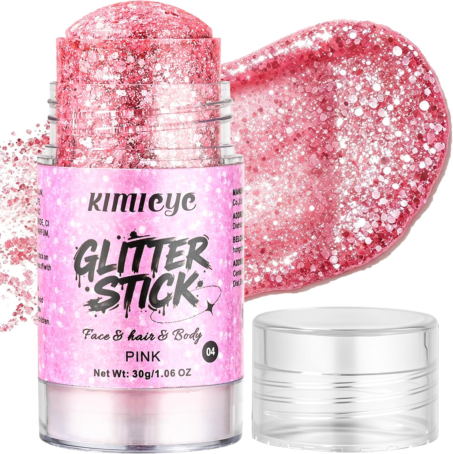 Pink Hair Face Body Glitter Stick for Singer Concert Fairy Makeup, 1.06 oz