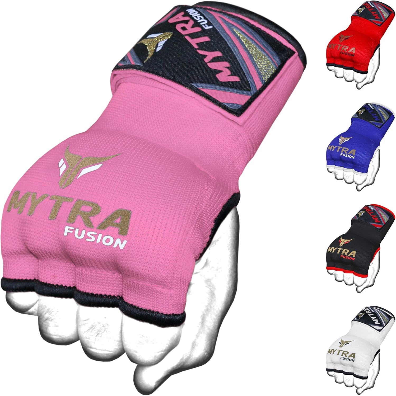 Mytra Fusion Kids Hybrid Boxing Inner Gloves Hand Wraps Gel Padded Punching Boxing MMA Muay Thai inner Gloves (Pink, Junior)