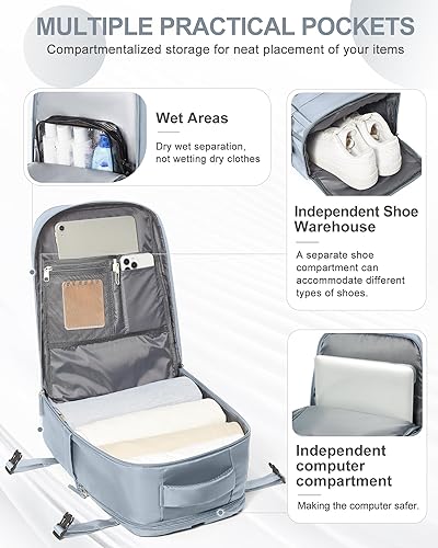 Miniatura 466 de coowoz Mochila de viaje grande para mujeres y hombres,Mochila de transporte,Mochila de senderismo impermeable para deportes al aire libre, Azul, 45