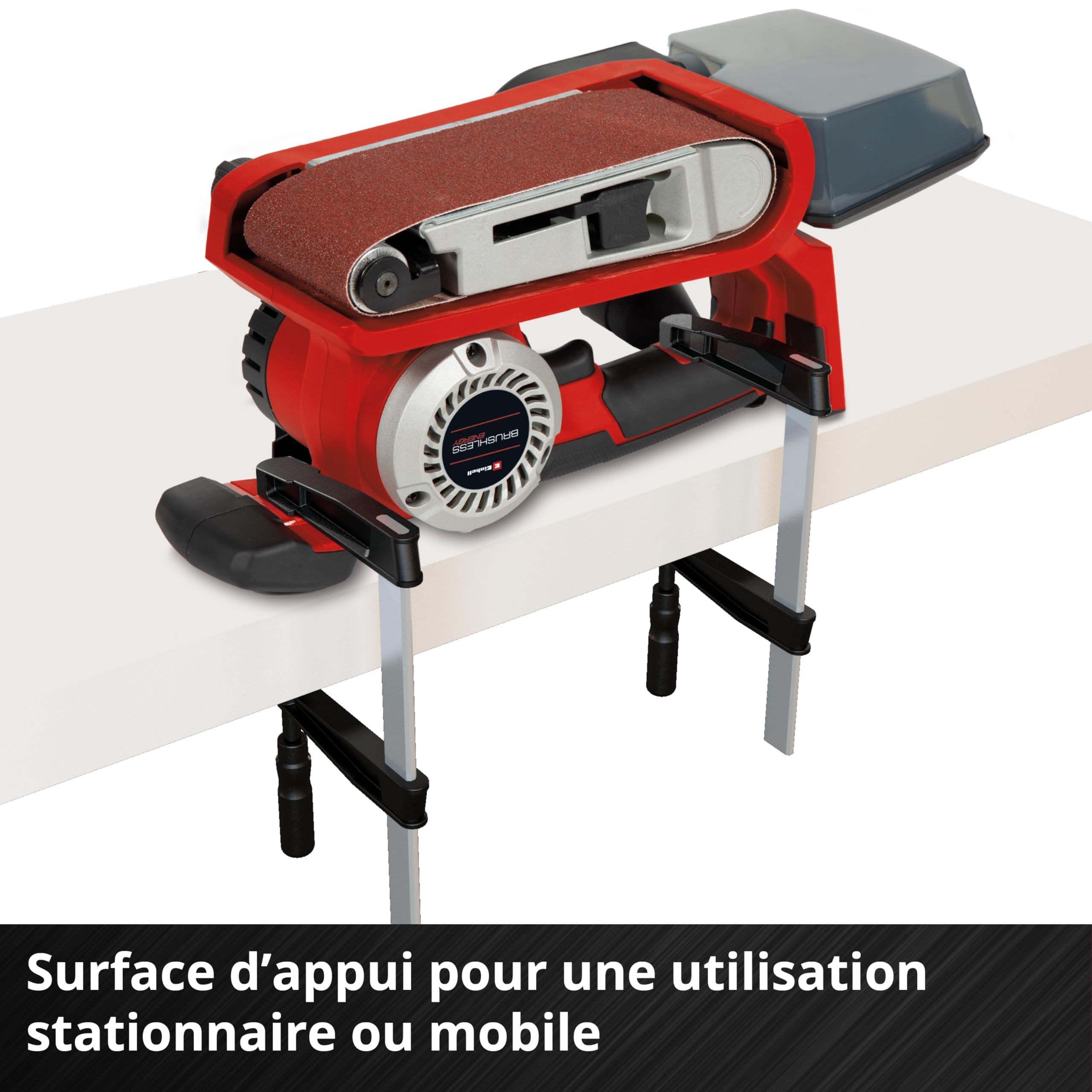 Einhell Professional Ponceuse à bande sans fil Einhell TP-BS 18/457 Li Solo Power X-Change (18V, vitesse 250m/min, surface de ponçage 75x126mm, moteur sans charbon) Livré sans batterie ni chargeur