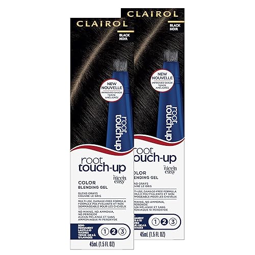 Clairol Root Touch-Up - Gel de mezcla de color semipermanente para el cabello, 2 negros, paquete de 2