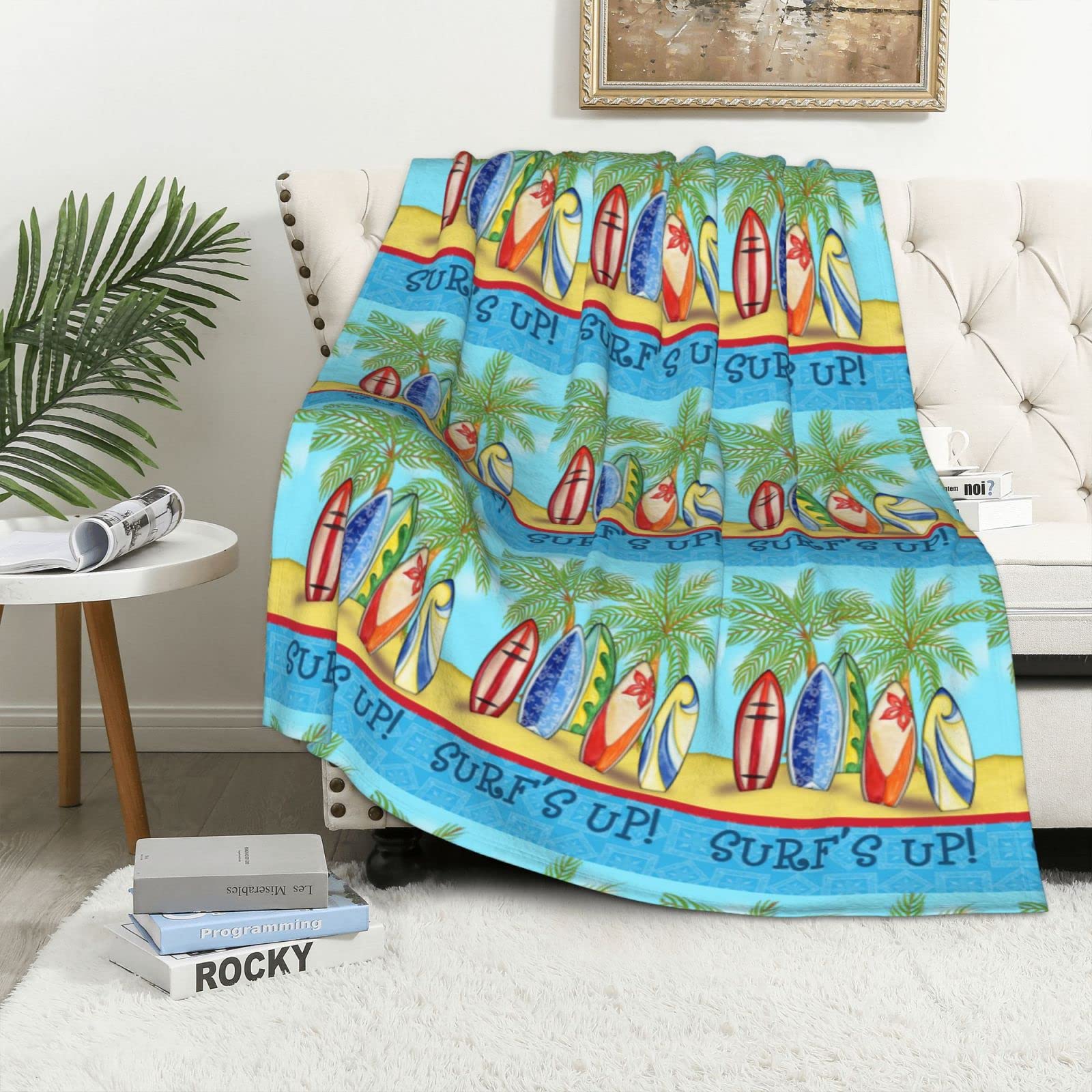 Couverture planche de surf en flanelle 101x152 cm - Plaid polaire thermique léger toutes saisons