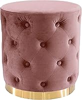 Vista 23 de Noori Rug Lux Collection Modern Liam - Otomana redonda de piel sintética rosa, 14 x 14 x 17 pulgadas, para sala de estar, dormitorio, habitación