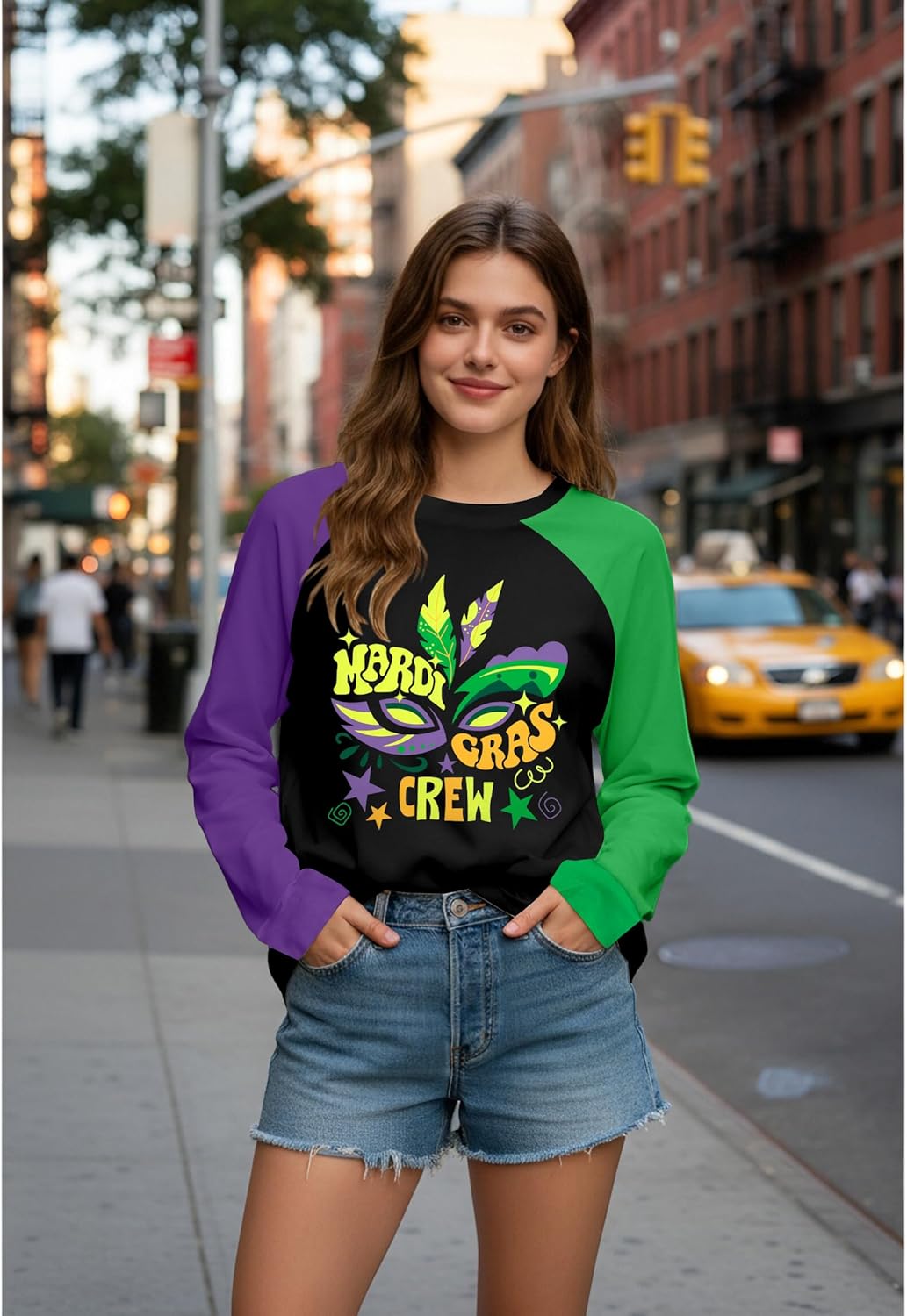 Mardi Gras Shirts for Women Funny Carnival Outfits Fat Tuesday Shirts New Orleans Festival Long Sleeve Tops - Image 3