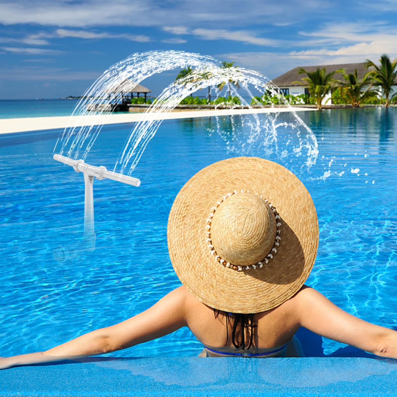 Fontana Per Piscina A Doppio Spruzzo, Fontana D'acqua A Spruzzo Per Piscine Fuori Terra E Interrate, Cascata Ad Alta Pressione Per Laghetti, Fontana A Spruzzo Per Piscine, Accessori Per Il Giardino