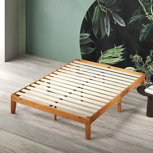 Miniatura 12 de ZINUS Alexia Marco de cama de plataforma de madera, base de madera maciza, no necesita somier, soporte de listones de madera, fácil montaje, pino