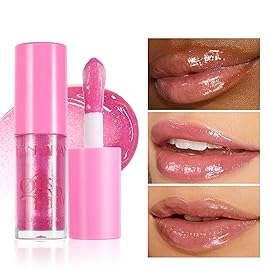 Beauty Glazed Big Brush Head Lip Oil, Ultra-Hydrating & Nourishing, Smooth Glossy Finish Lip Glow Oil, Shiny and Vegan Tinted Lip Gloss, Non-Sticky Formula (1, 01 Shiny)