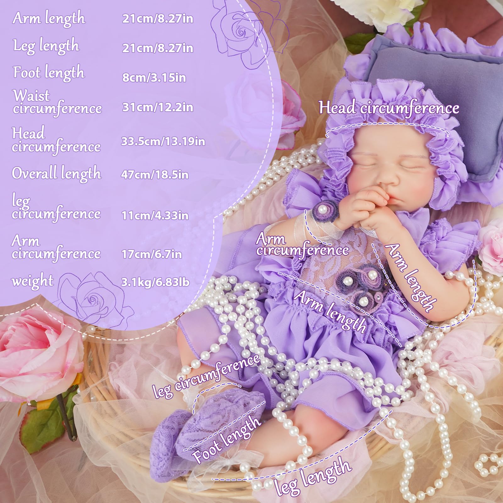 Całe ciało Reborn Baby Śpiąca lalka Doll