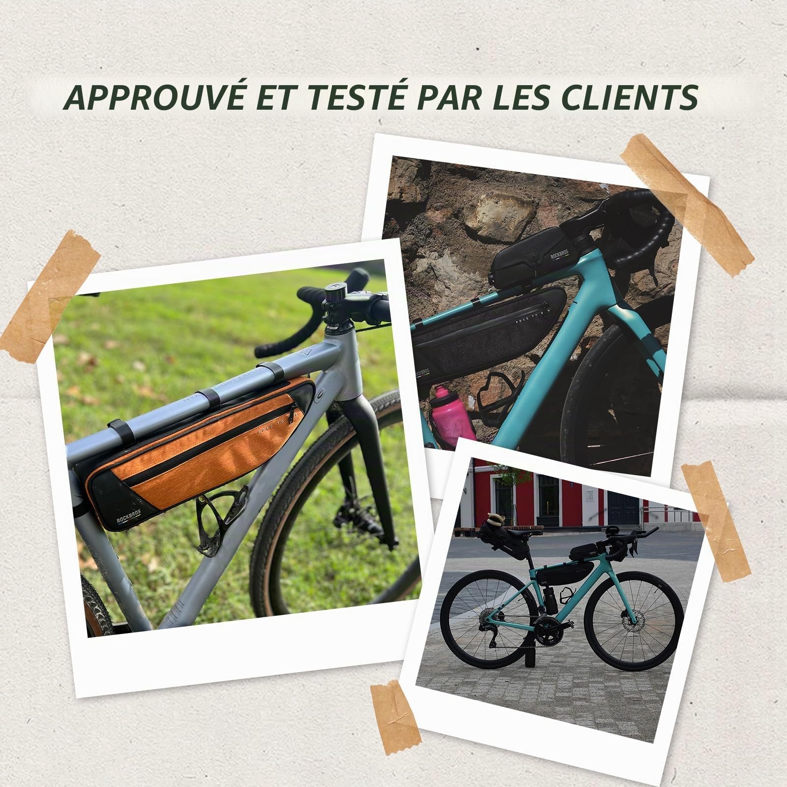 ROCKBROS Road to Sky Sacoche Cadre Vélo 2L, Étanche Réfléchissante pour Sacoche Avant pour VTT, Gravel, Route, BMX – Blanc, Orange, Vert, Gris, Noir