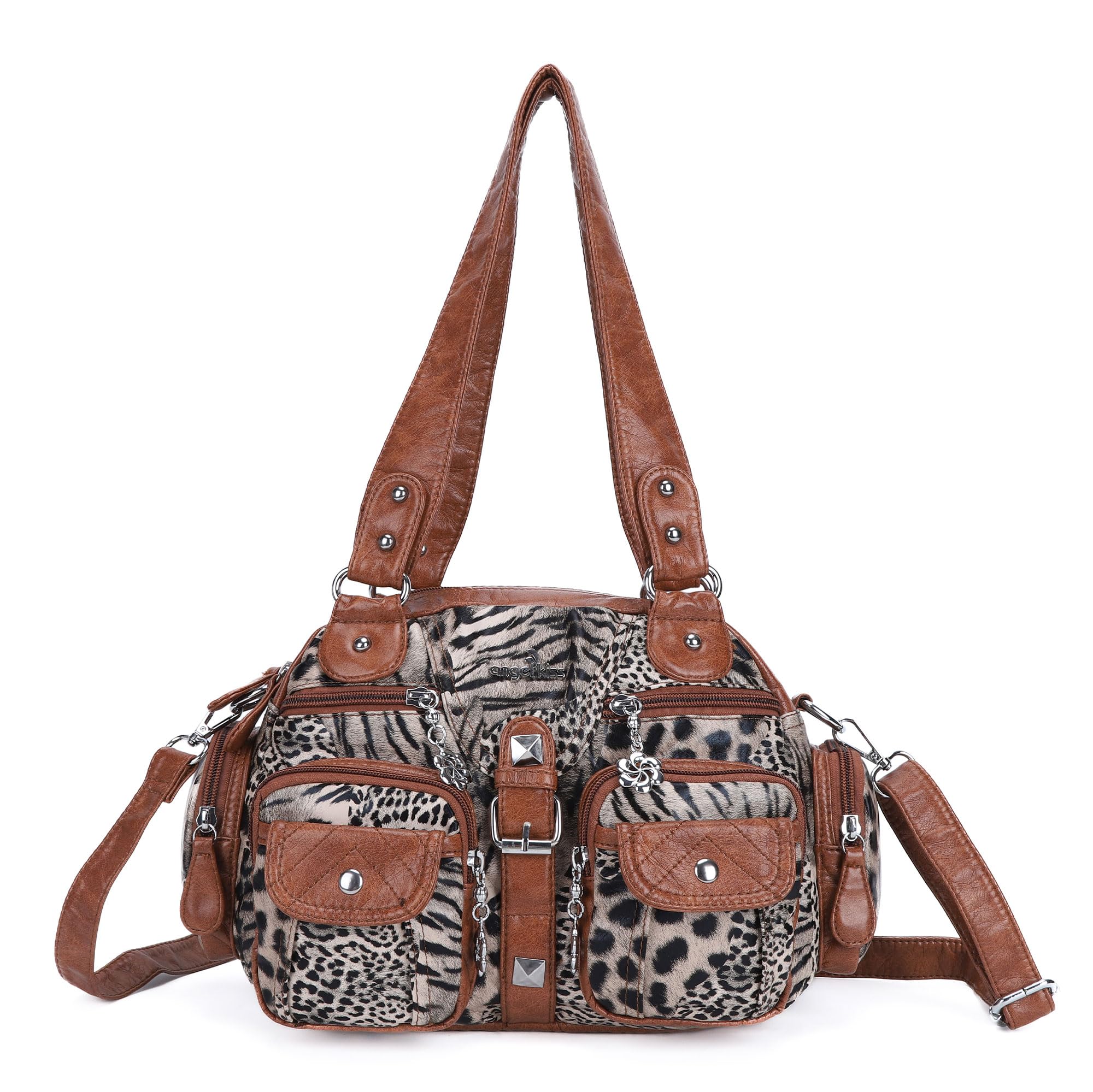 Angel Kiss Hobo Handbags for Women Small Tote Shoulder Bag Soft PU Leather Crossbody Bag with Multi Pocket