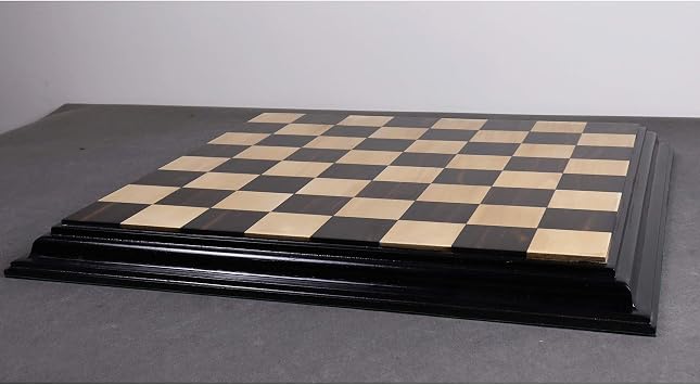 Royal Chess Mall - 21 Ebony & Maple Wood Luxury Chess Board with Carved Border- 57 mm Square