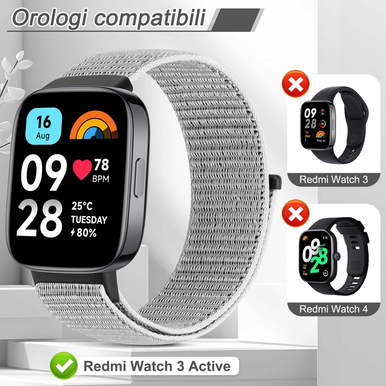 Cinturino in nylon per Xiaomi Redmi Watch 3 Active, braccialetti regolabili morbidi e traspiranti per Redmi Watch 3 Active cinturino di ricambio sportivo compatibile con Xiaomi Redmi Watch 3 Active