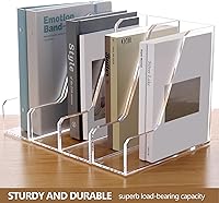 Vista 3 de SANRUI 2 Pack Acrylic Magazine File Holder, Vertical File Sorter Holders Desk Organizer, Clear Folder Organizer Document Rack for Office Desktop