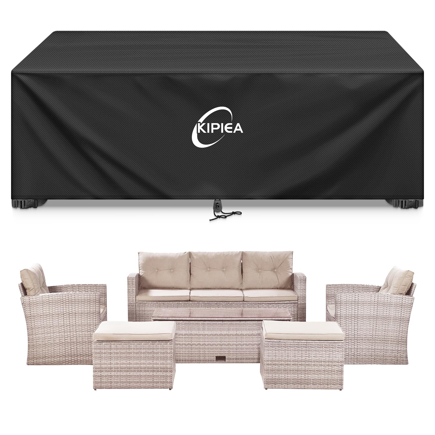 Kipiea Patio Furniture Covers Waterproof Winter, Heavy-Duty 420D Outdoor Patio Table Set Covers, Rectangular Outdoor Sectional Couch Covers (78" L x 58" W x 28" H) — view 31