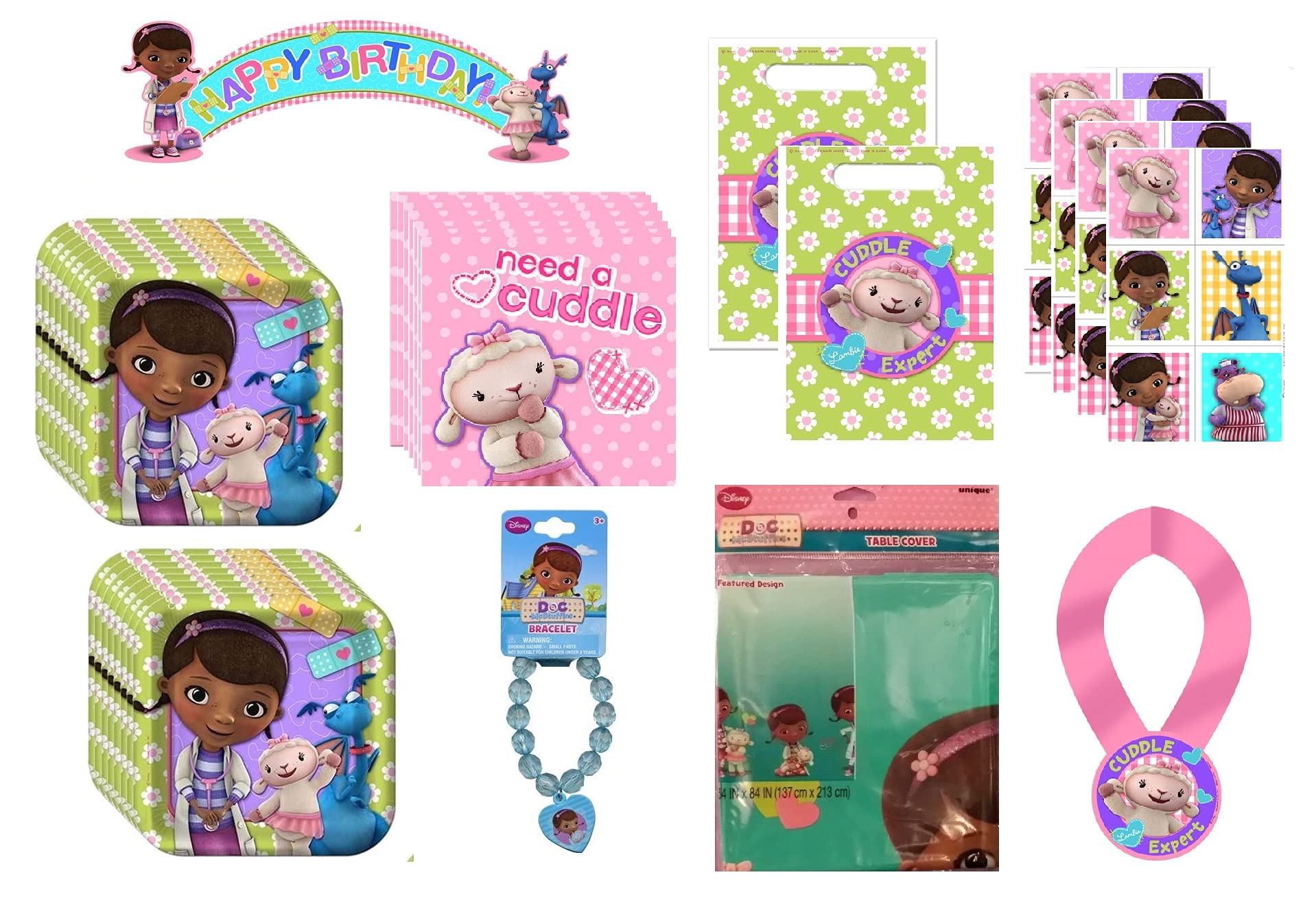 Doc Mcstuffins Birthday Party Supplies Bundle Pack For 16 Includes |  Desertcart Seychelles, image size:1918x1312