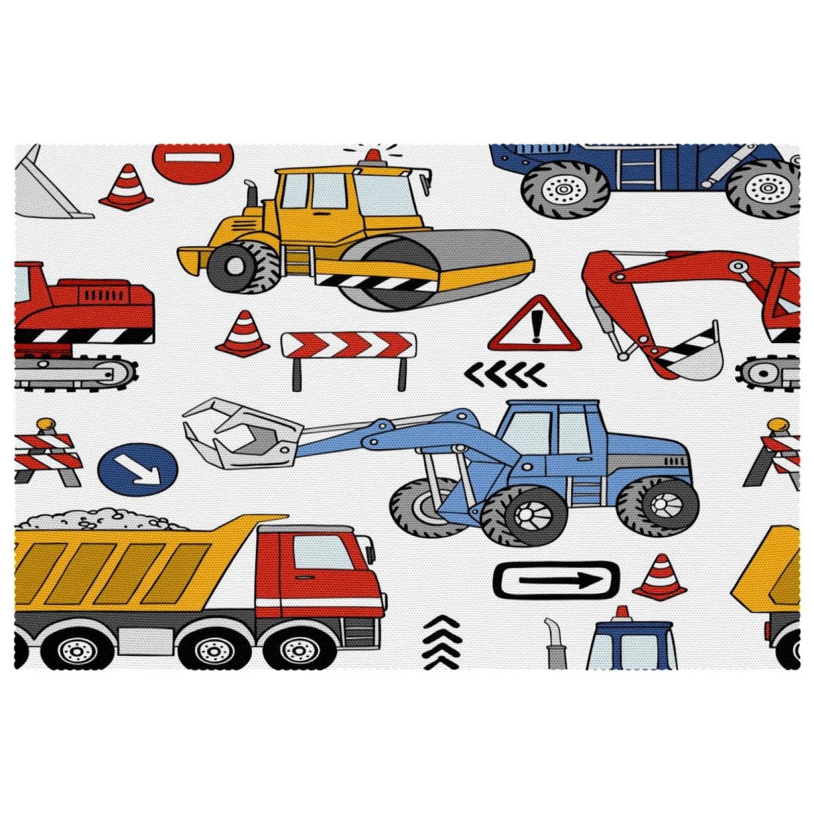 Set de table en tissu Oxford lavable lot de 4 camions de chantier résistants à la chaleur