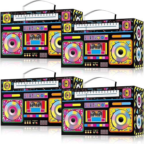 Miniatura 7 de 4 cajas de recuerdos de fiesta de los años 80 y 90, de 16 x 10 pulgadas, cajas grandes de cassette para fiestas, cinta de casete boom, decoración de
