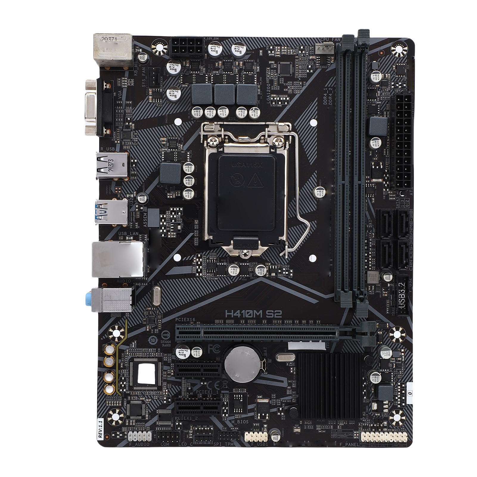H410M S2 Płyta Główna dla 10. Generacji CPU Płyta Główna do Gier Płyta Główna do Komputera z DDR4 64GB Dwukanałowy M ATX Realtek LAN i ALC887 7.1