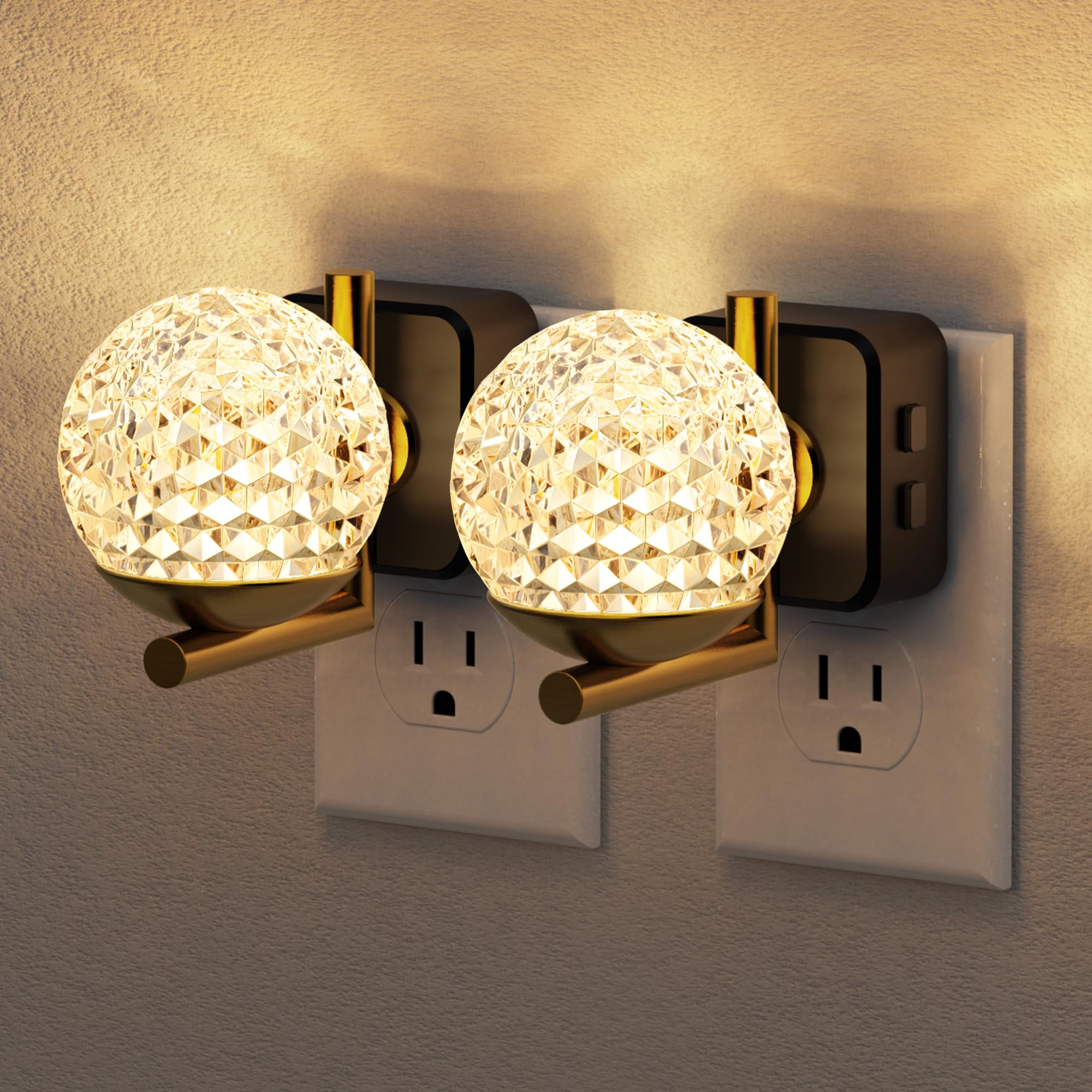 JandCase LED Night Light, 3000K Warm White & RGB Color Changing Night Lights Plug into Wall, Dusk to Dawn Light Sensor, 180° Rotatable Plug in Nightlights for Bathroom, Bedroom, Hallway 2 Pack