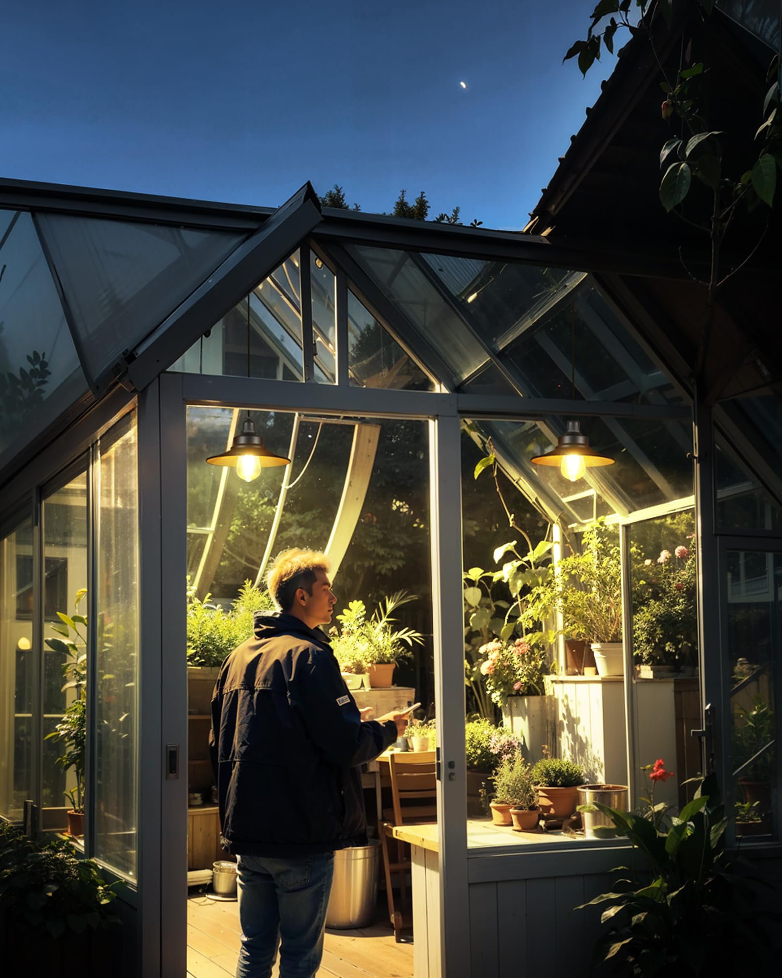 Lampada Solare Universale per Interni ed Esterni, Semplice Interruttore a Catenella, Lampadario Solare Impermeabile IP65, Adatta per Balcone, Gazebo, Garage - 2 Pezzi
