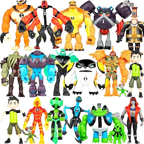 Gran Set de 20 Figuras de Acción Omnitrix, Colección Exclusiva, Juguetes, Figurinas de Personajes de Anime con Toppers de Pastel, Decoración de Fiesta Temática de Héroes Alienígenas, Suministros para Decoración de Pastel de Cumpleaños