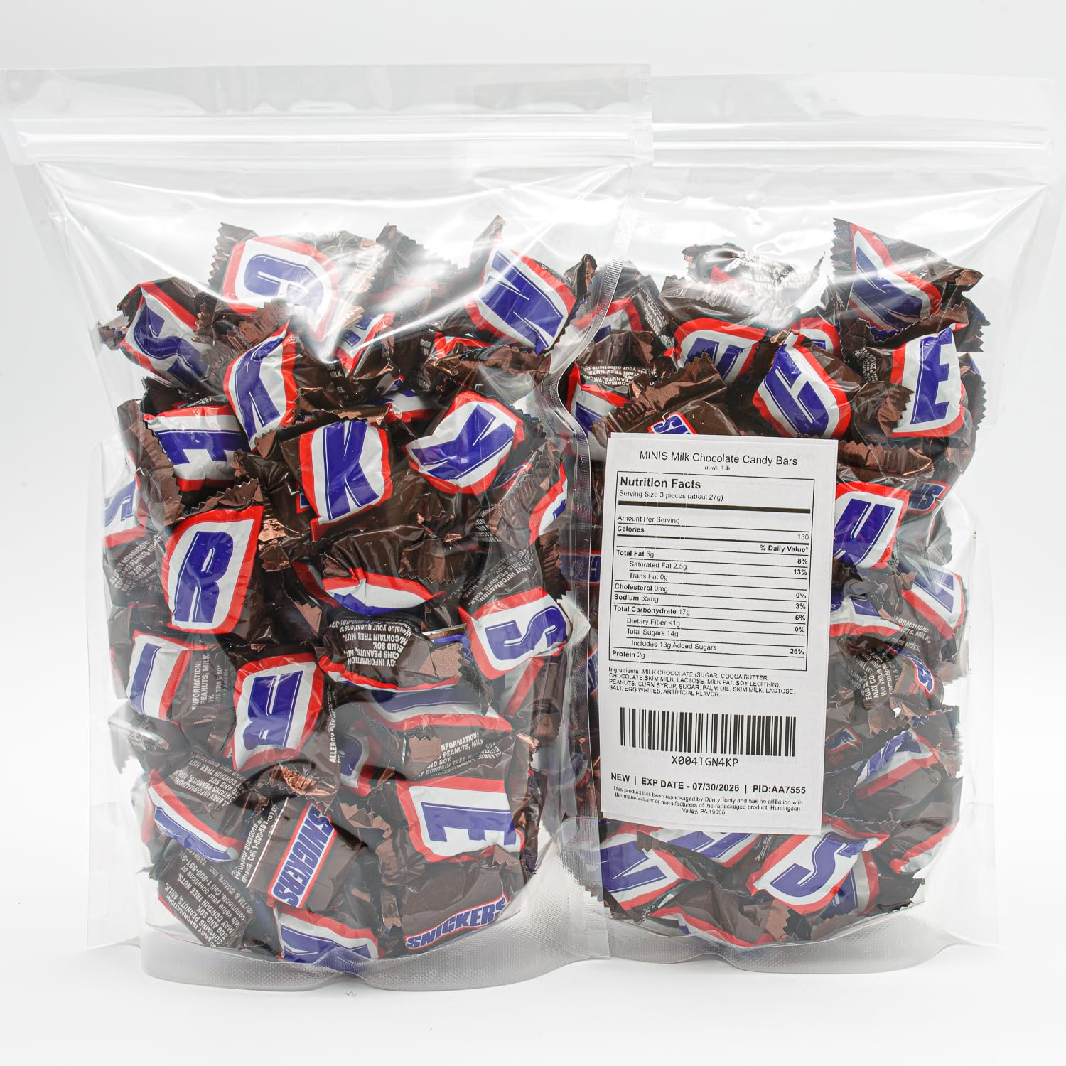 Chocolate MINIS Milk Chocolate Candy Bars 1 lb – Anti Melt Pack, Individually Wrapped (55 Pieces), Bulk Resealable Bag, Convenient Snack-Size Format