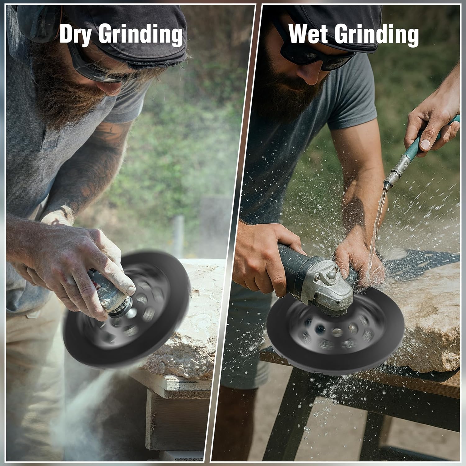 SDS Plus Chisel & Diamond Grinding Wheel Bundle, 2Pcs Tile Removal Chisels (Flat & 20° Bent) + 7” Concrete Grinding Cup Wheel, Fits Rotary Hammers & Angle Grinders,for Concrete, Tile, Masonry