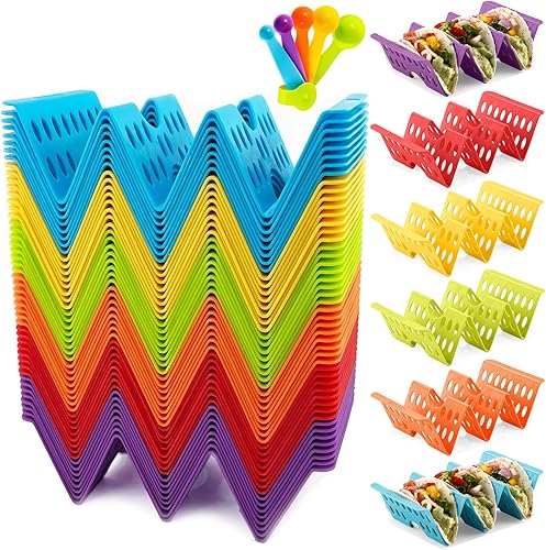 Vista 11 de Soporte Premium para Tacos, Juego de Soportes para Tacos Grandes Coloridos de 6 o 4 Unidades, Soportes para Tacos para 3 Tacos para Conchas Set de 6