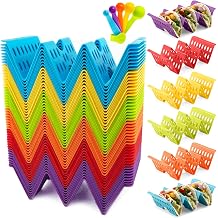 Set of 48 Colorful Taco Holder Stand, Taco Plates Hold up to 2/3 Tacos Each