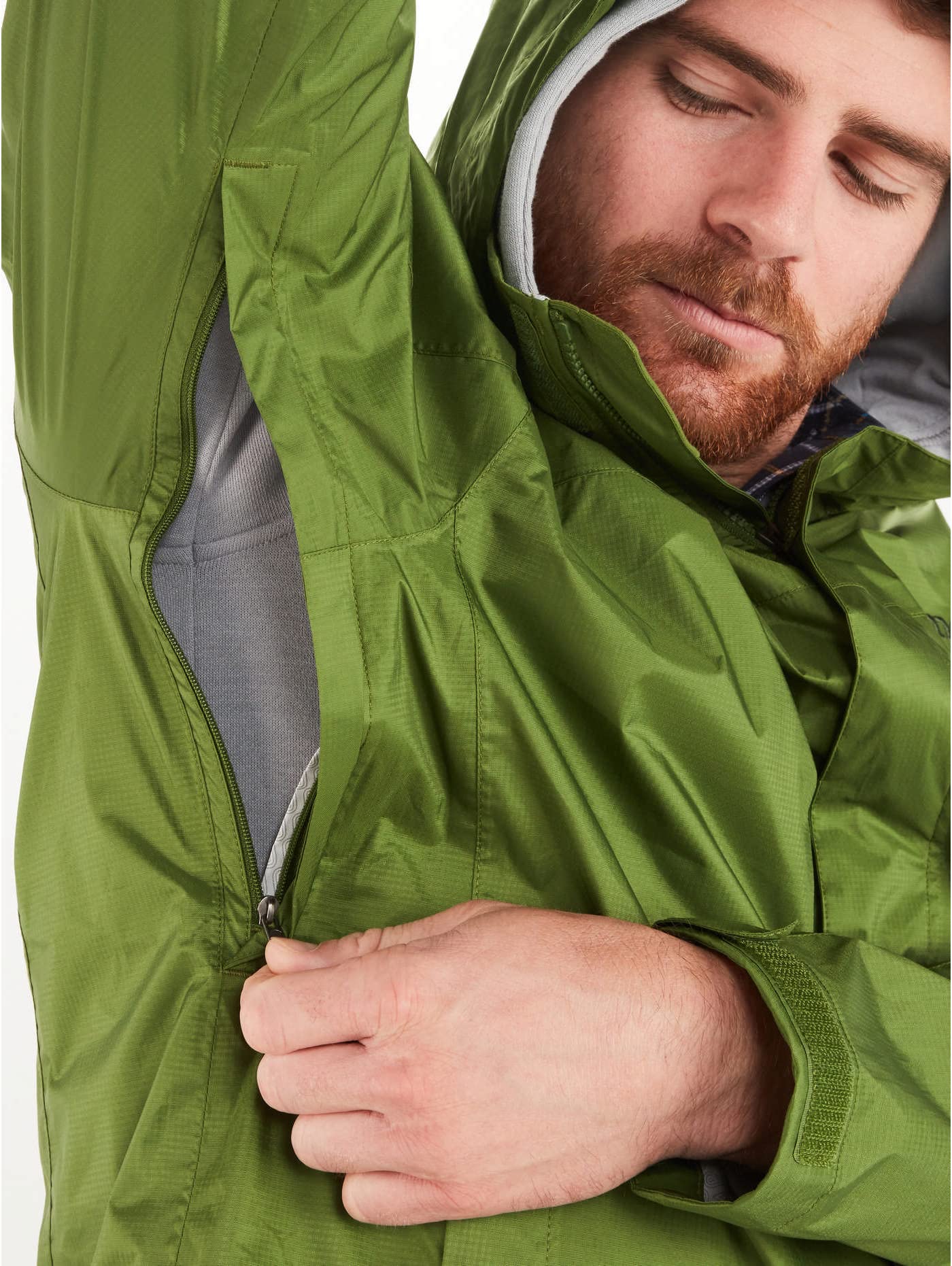 Marmot Meżczyzni PreCip Eco Jacket S22, Wodoodporna kurtka przeciwdeszczowa, oddychający płaszcz przeciwdeszczowy z kapturem, lekka wiatrówka hardshell na wędrówki, Foliage, L