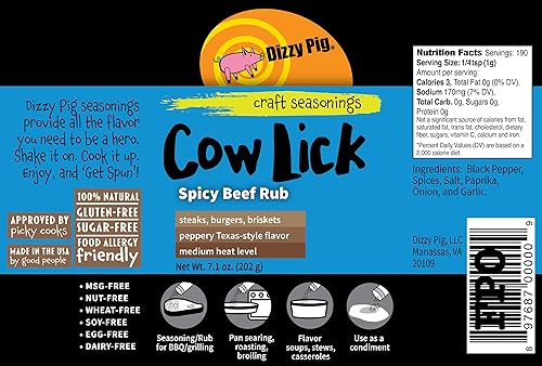 Miniatura 3 de Dizzy Pig BBQ Vaca Lick Bistec Rub  7,1 Oz por marearse
