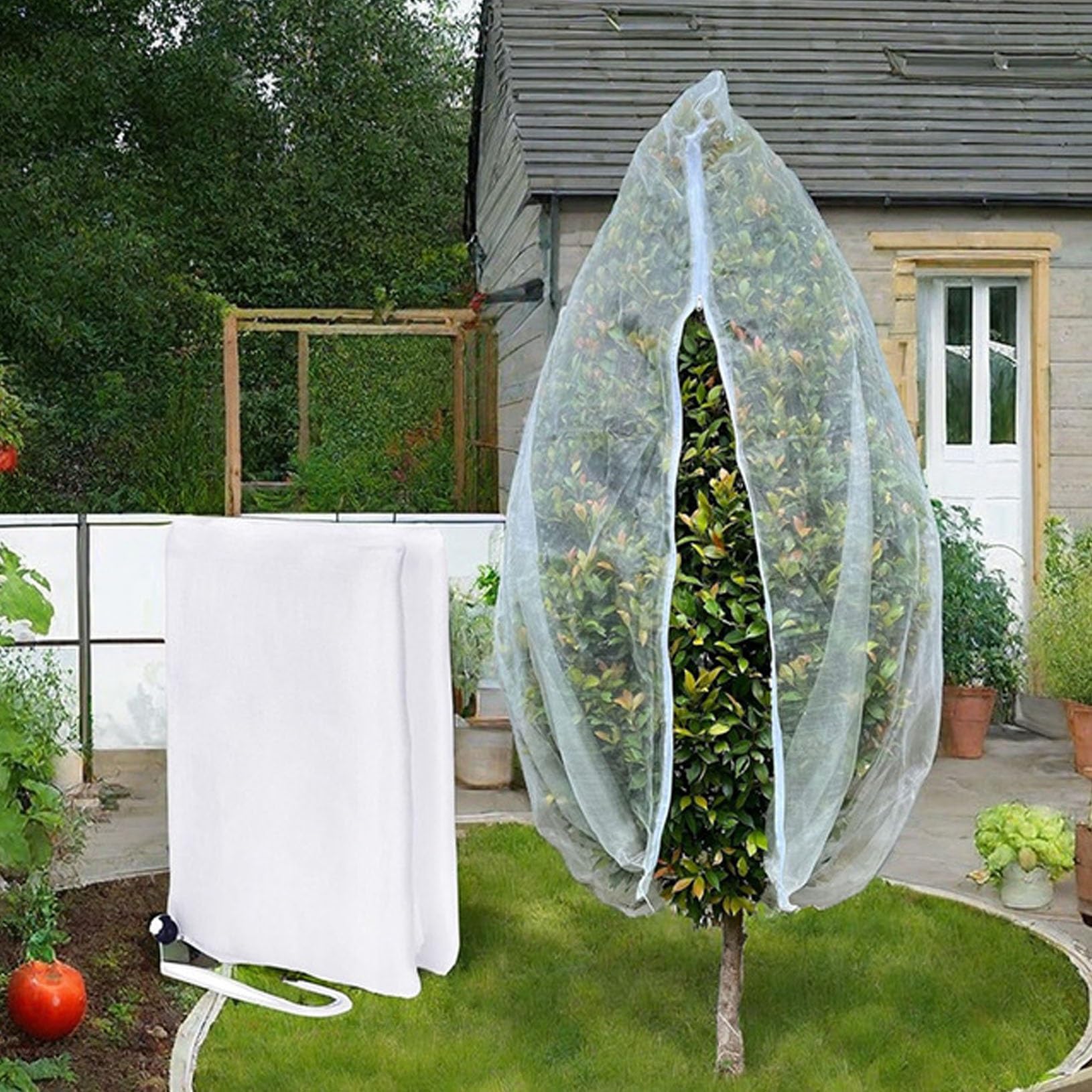 Filet à Oiseaux de Jardin Lot de 2 avec Fermeture éclair Filet de Protection Contre Les Insectes Robuste pour légumes et Fleurs, Petits Arbres(300x300cm)