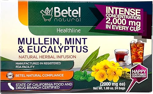 Miniatura 3 de Betel Natural Gordolobo premium, menta y eucalipto Te Delicioso para El Tiempo de Frio - 0.07 oz - 24 bolsas de té