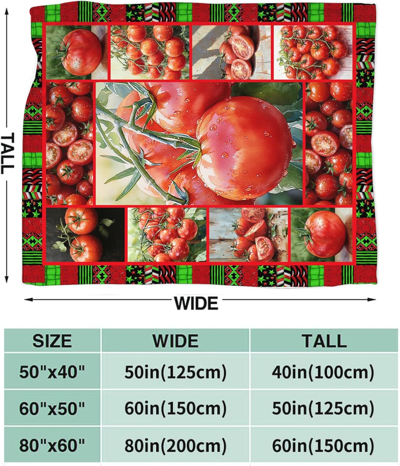 Tomato Blanket for Girls Women Adults Kids Soft Cozy Fleece Healthy Fruits Vegetables Throw Blankets Gifts Warm Flannel Plush Lightweight Decor for Couch Bed Sofa 50"X40" - Image 7
