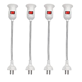 E27 Light Socket Extender Adapter All Direction Extension Adapter Extender Plug in Lamp Socket with On/Off Switch(No Bulb),11.02 Inch Extension,10A,110-220V,White