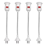E27 Light Socket Extender Adapter All Direction Extension Adapter Extender Plug in Lamp Socket with On/Off Switch(No Bulb),11.02 Inch Extension,10A,110-220V,White