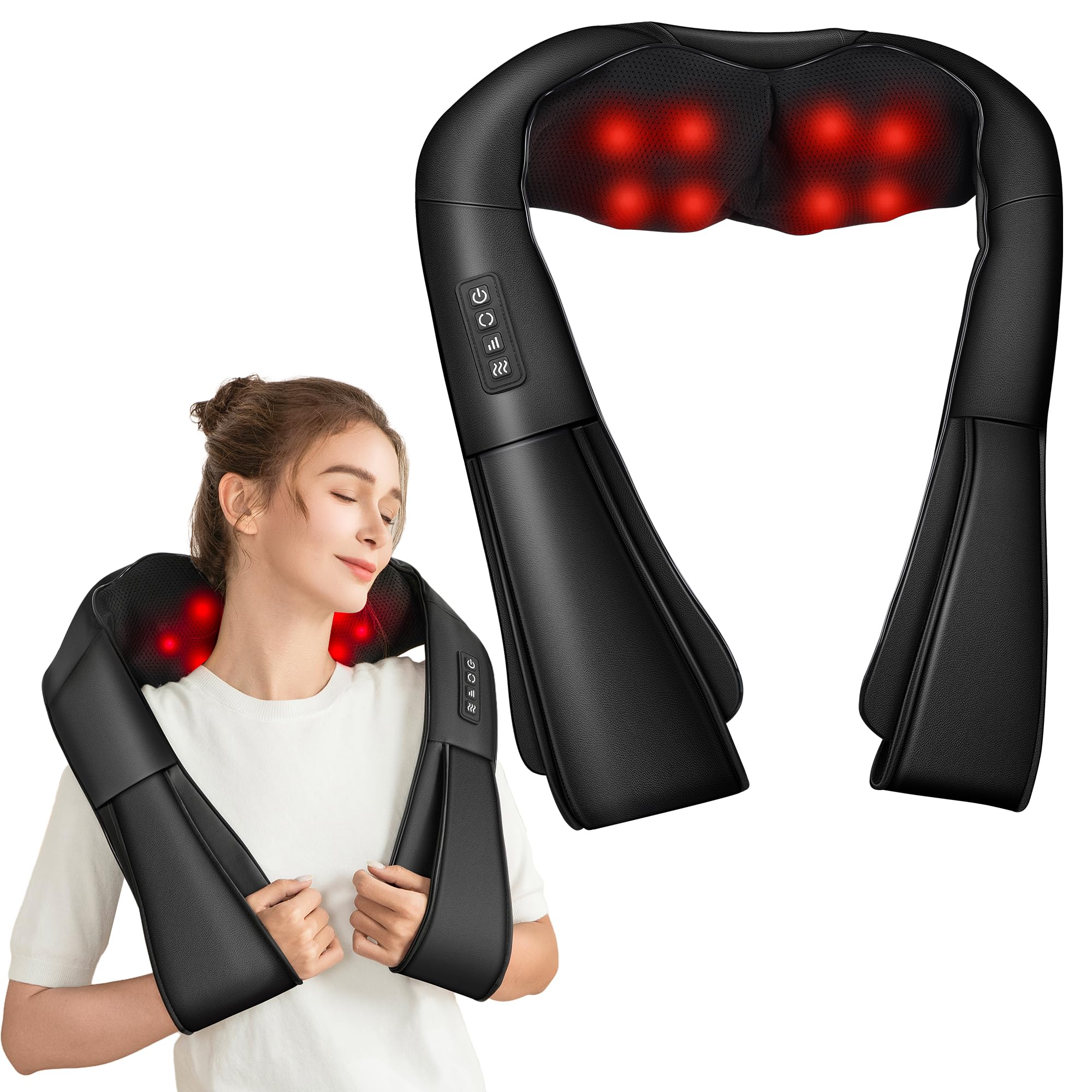 Brelley Masajeador Cervical y Espalda, Masaje con Calor Relajante, Ideal para Aliviar el Dolor Muscular, Regalo para Mujeres y Hombres, Mamá y Papá