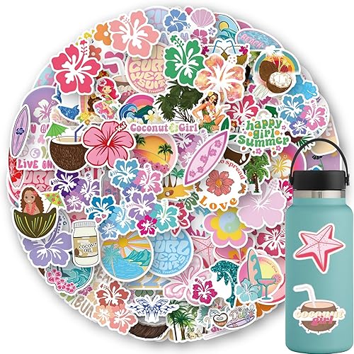 Calcomanías estéticas de grafiti de dibujos animados de Coconut Girl 100 unidades, calcomanías de vinilo para laptop, botella de agua, parachoques,