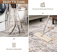 Vista 7 de Alfombras antideslizantes de 2.6 x 8 pies, alfombras resistentes a las manchas para pasillos, cocina y entrada, alfombras lavables estilo clásico