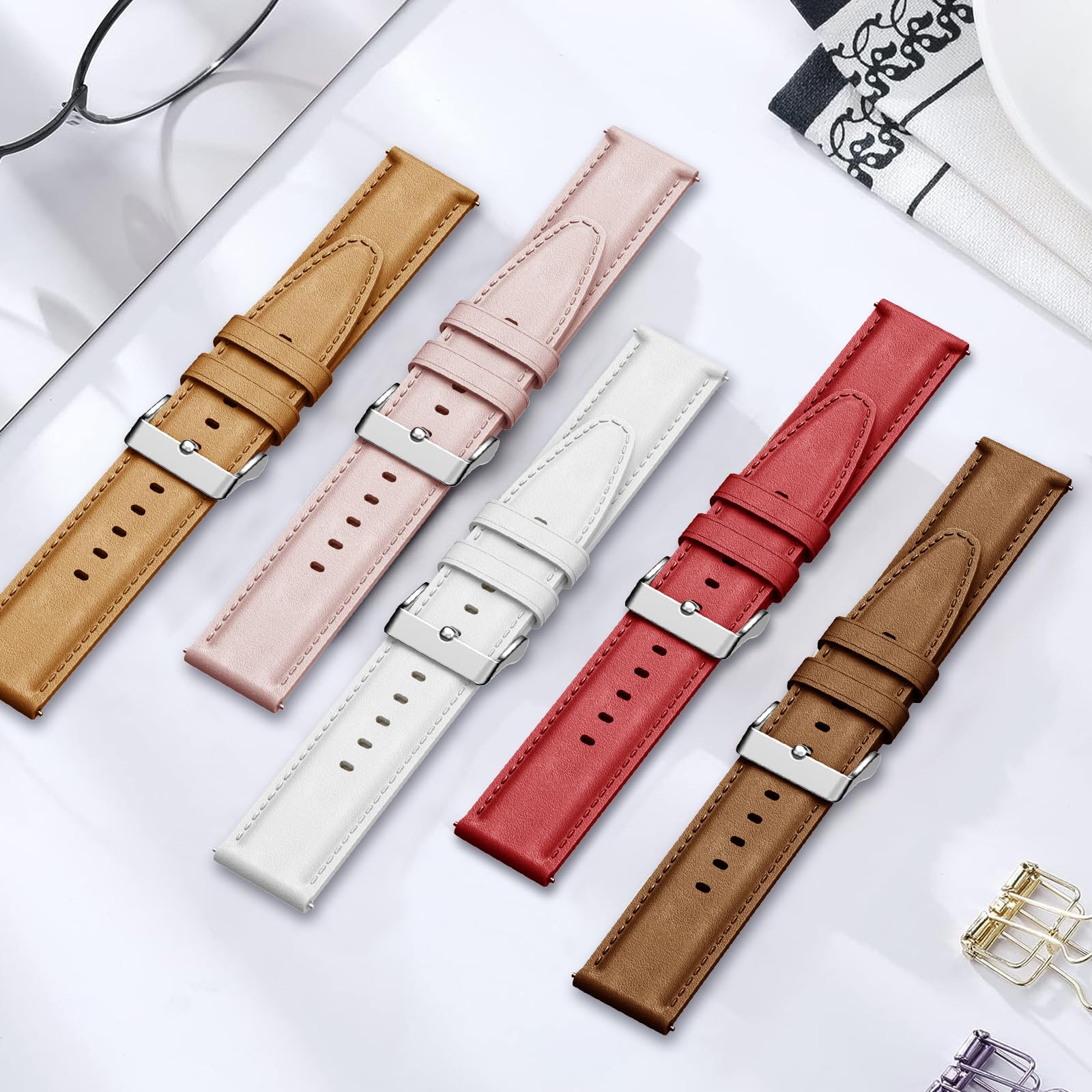 Cinturino per Amazfit GTR 3 Pro, 22mm Cinturino in Pelle per Amazfit GTR 4, GTR 3, GTR 3 Pro, GTR 2, GTR 2e, Amaz fit Stratos, Stratos 2, Stratos 3, Amazfit Pace, Amazfit Balance, Amazfit GTR 47mm